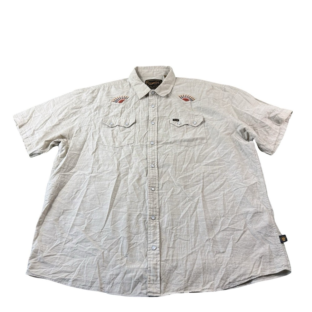 Howler Brothers Gaucho Snapshirt Mens 2XL Rising Sun Western Beige Snap Shirt - Picture 2 of 5